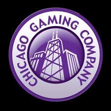 A purple and white logo for chicago gaming company.