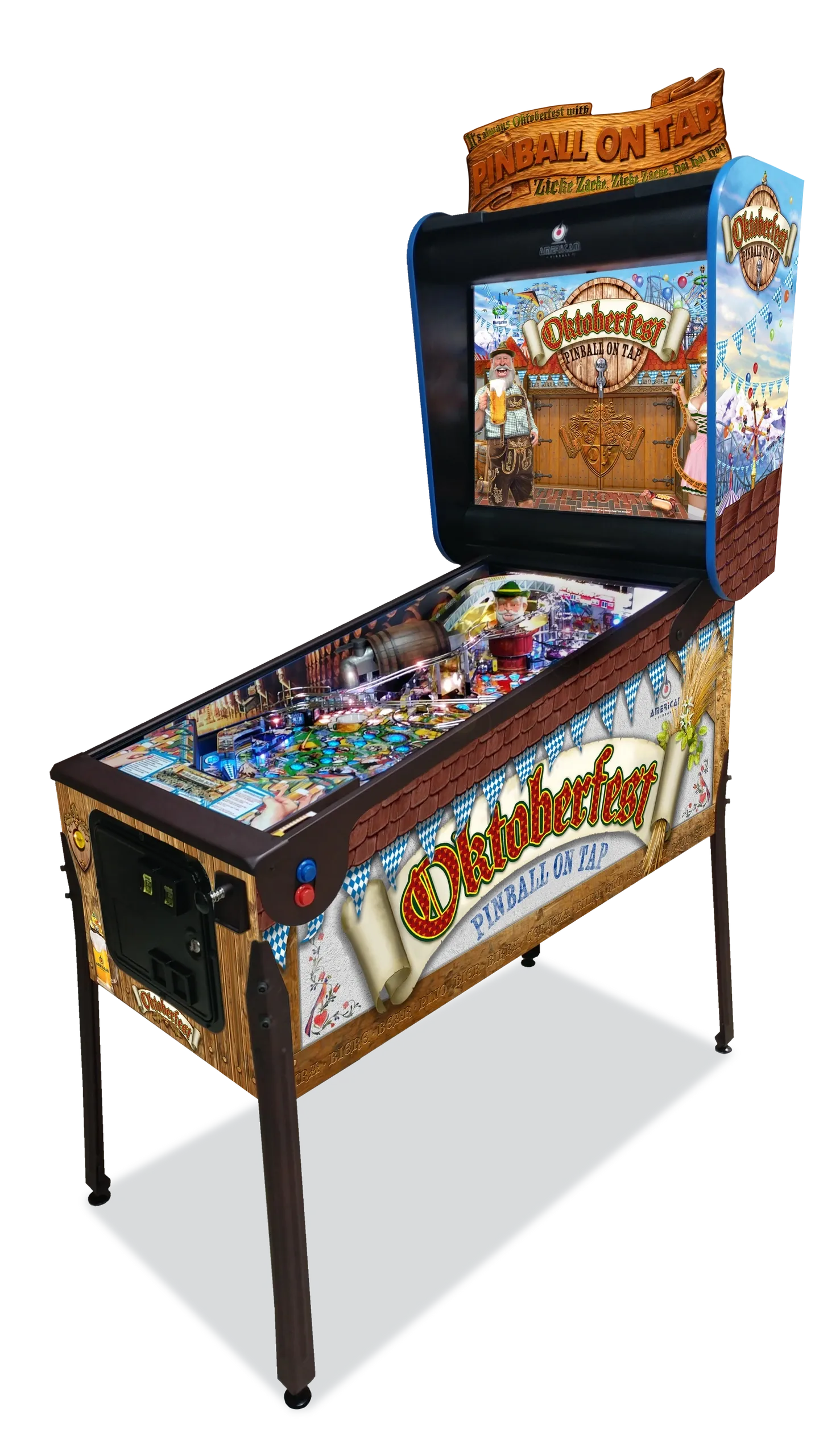 A pinball machine with many different games on it.