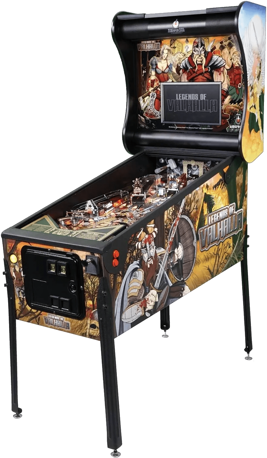 A pinball machine with the theme of indiana jones and the raiders of the lost ark.